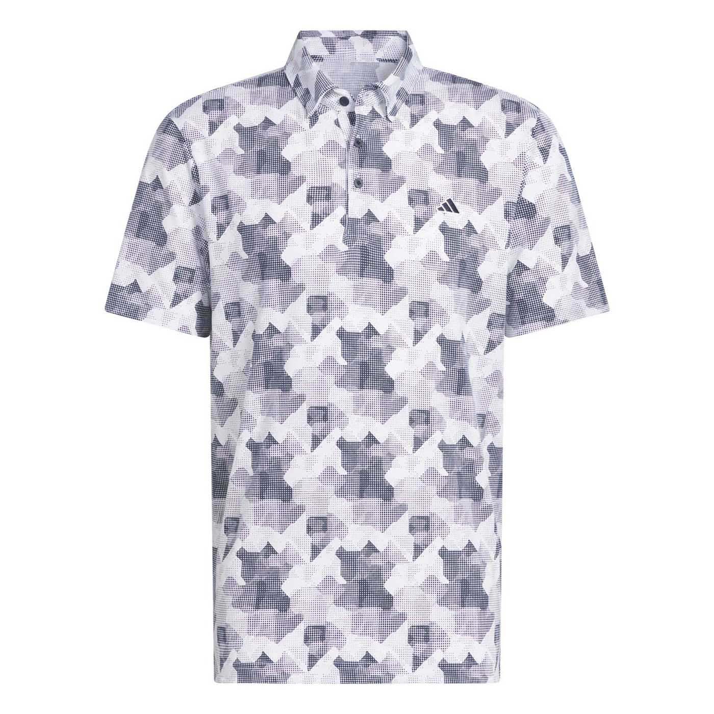 Adidas Men's Go-To Printed Polo Shirt - White/Collegiate Navy
