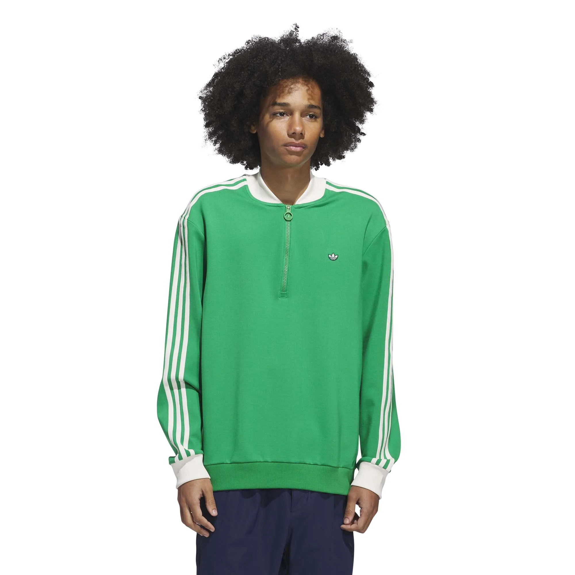 Adidas Men's Originals 3-Stripes 1/4 Zip Sweatshirt - Green - Image 2