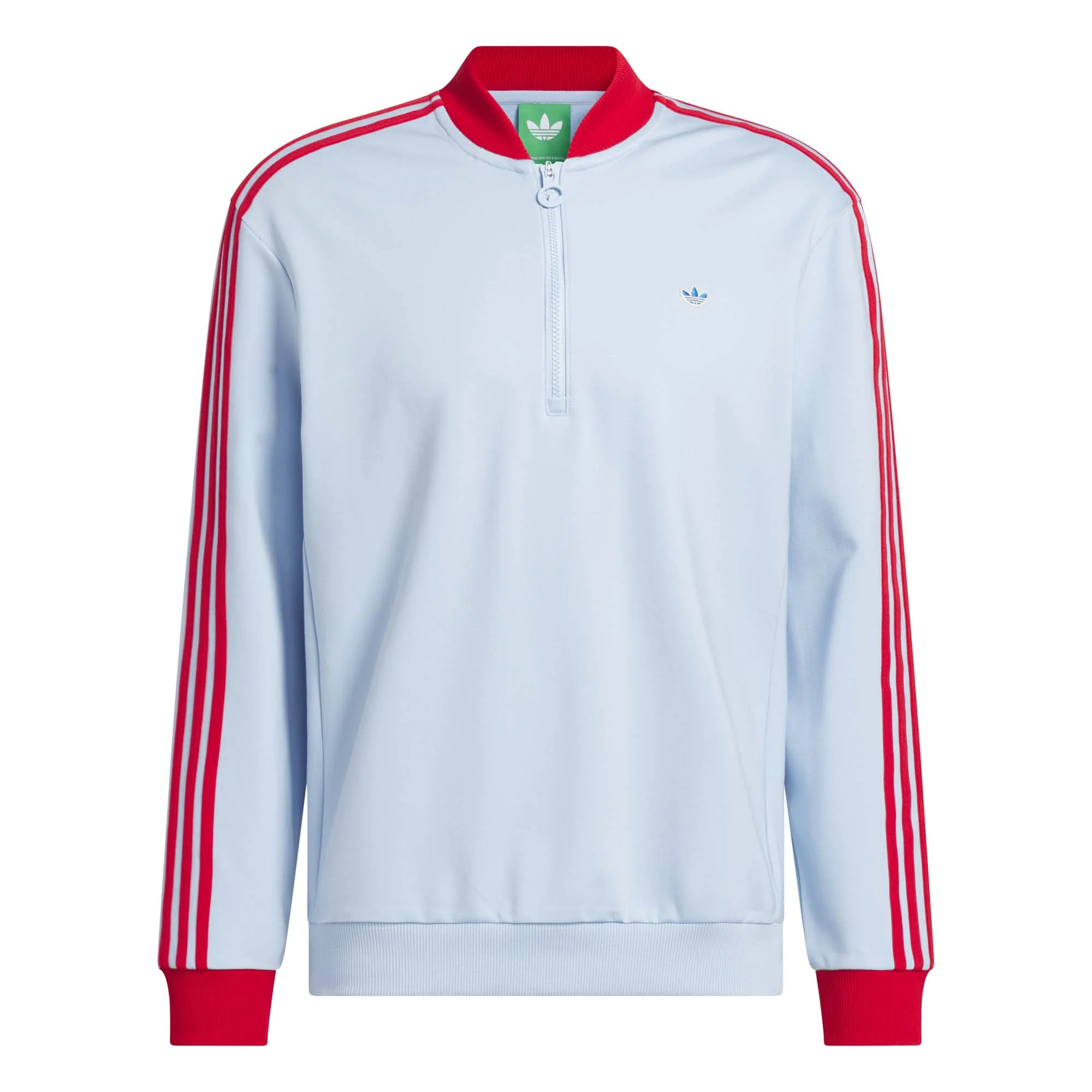 Adidas Men's Originals 3-Stripes 1/4 Zip Sweatshirt - Clear Sky