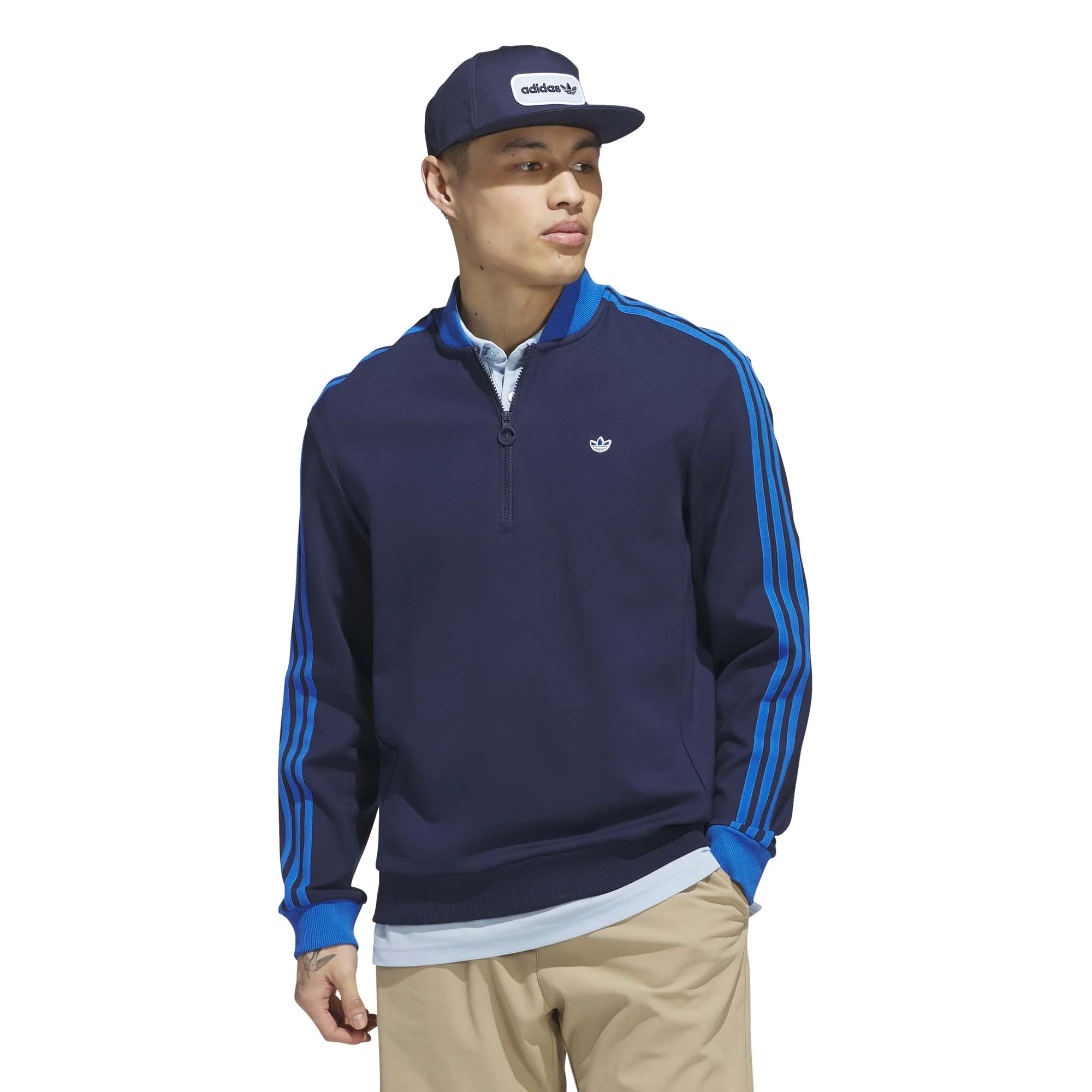 Adidas Men's Originals 3-Stripes 1/4 Zip Sweatshirt - Night Indigo - Image 2