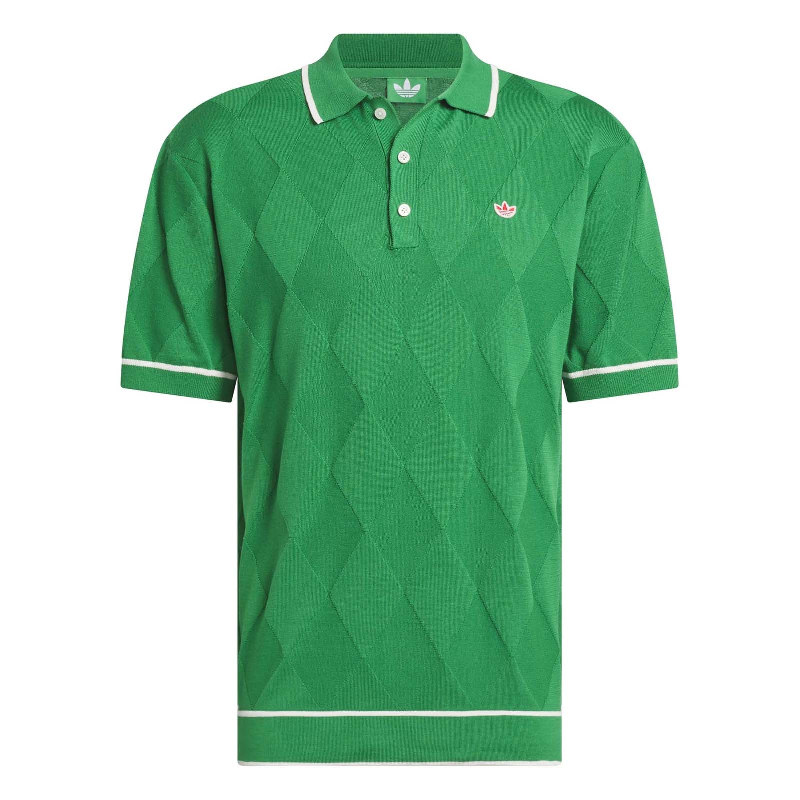 Adidas Men's Originals Argyle Knit Polo Shirt - Green