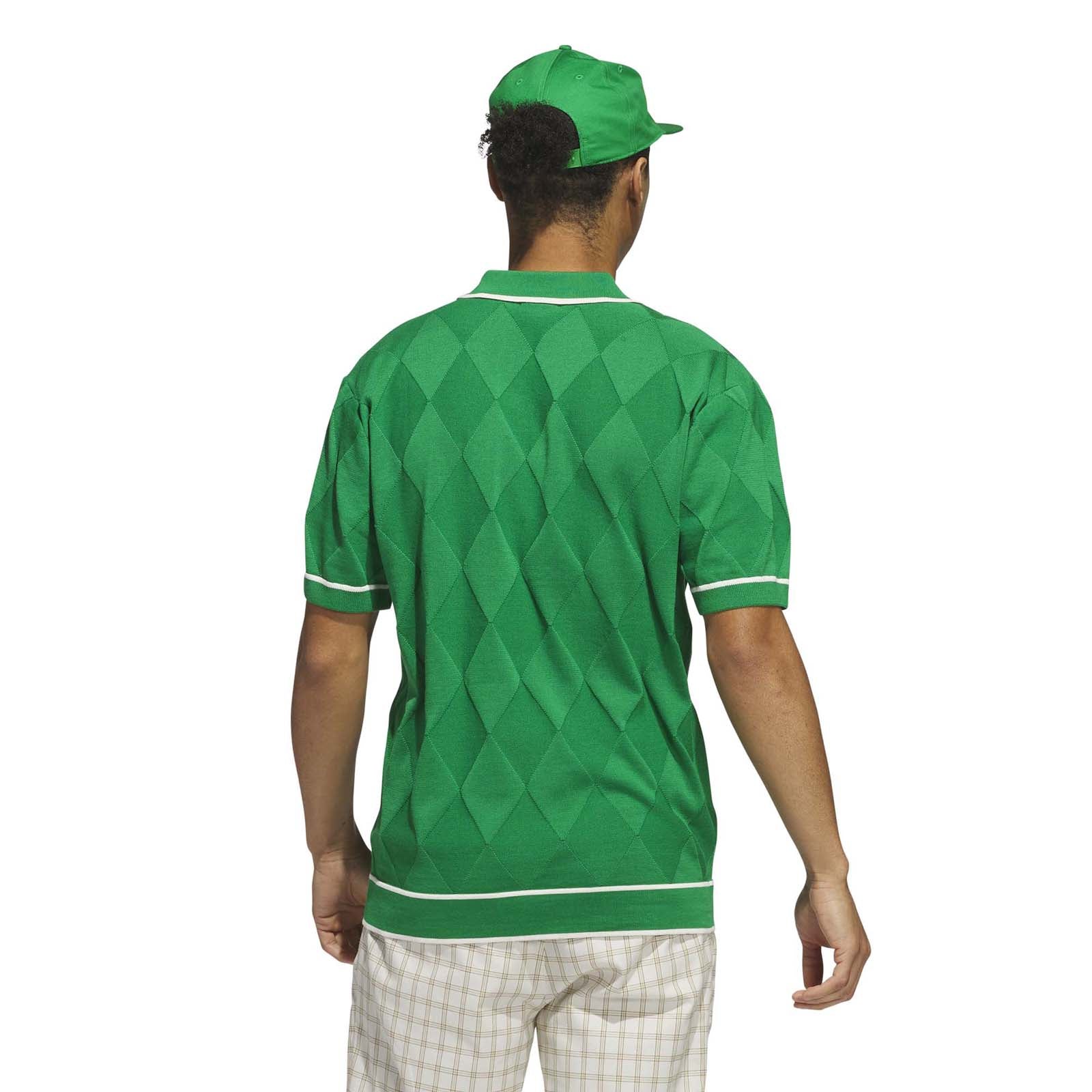 Adidas Men's Originals Argyle Knit Polo Shirt - Green - Image 3