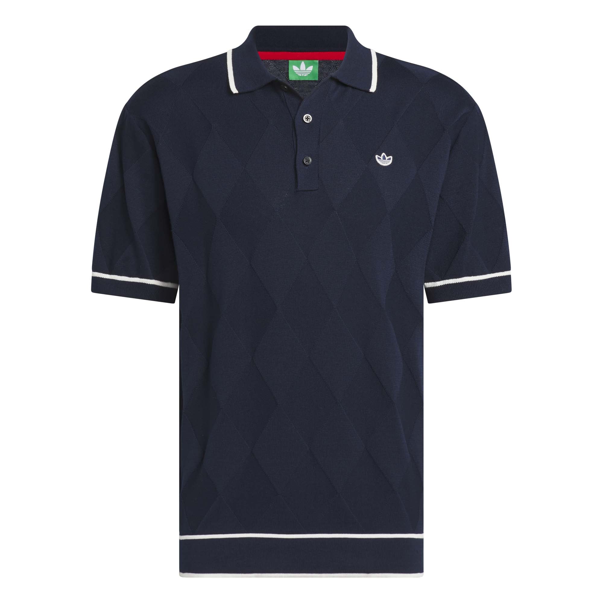 Adidas Men's Originals Argyle Knit Polo Shirt - Night Indigo
