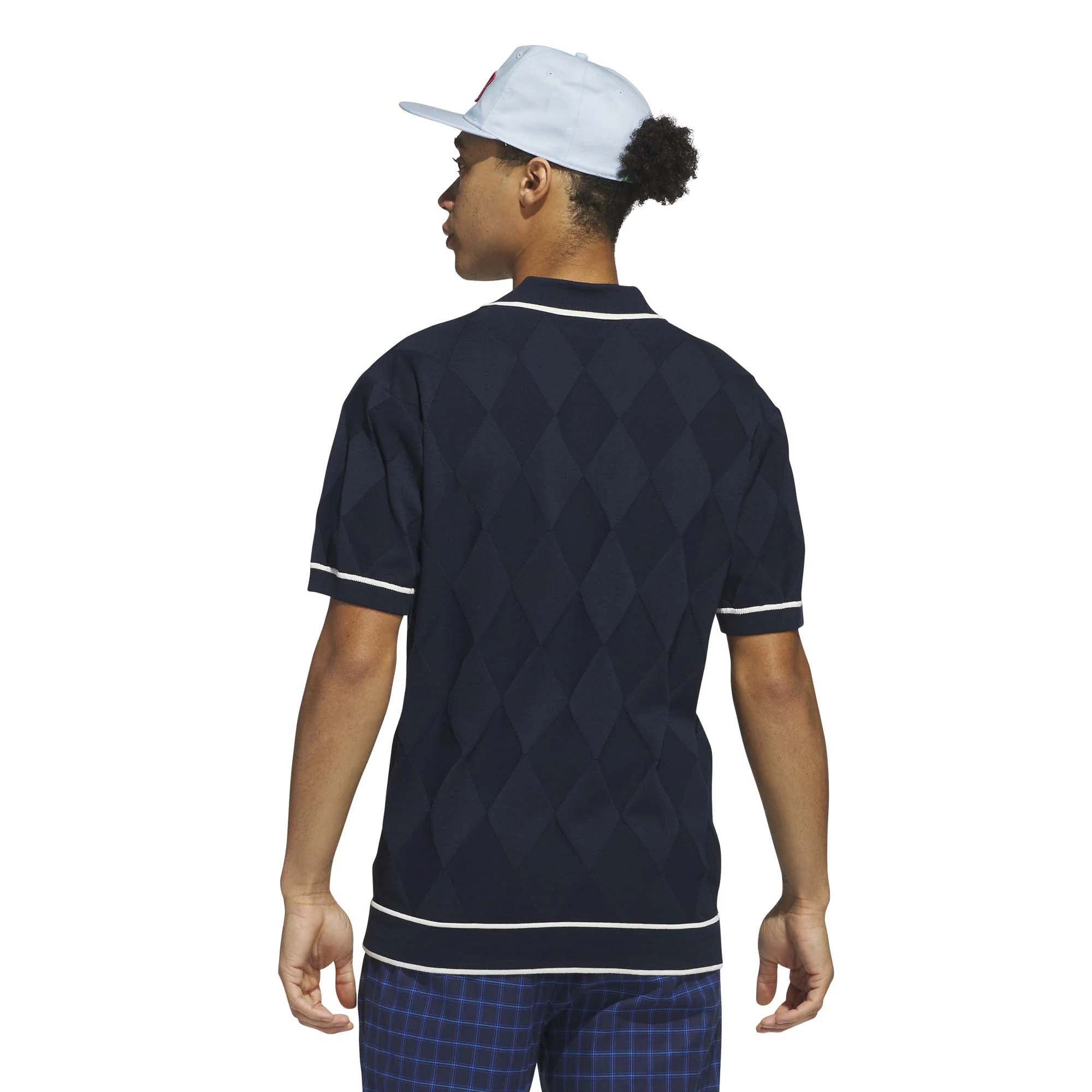 Adidas Men's Originals Argyle Knit Polo Shirt - Night Indigo - Image 3