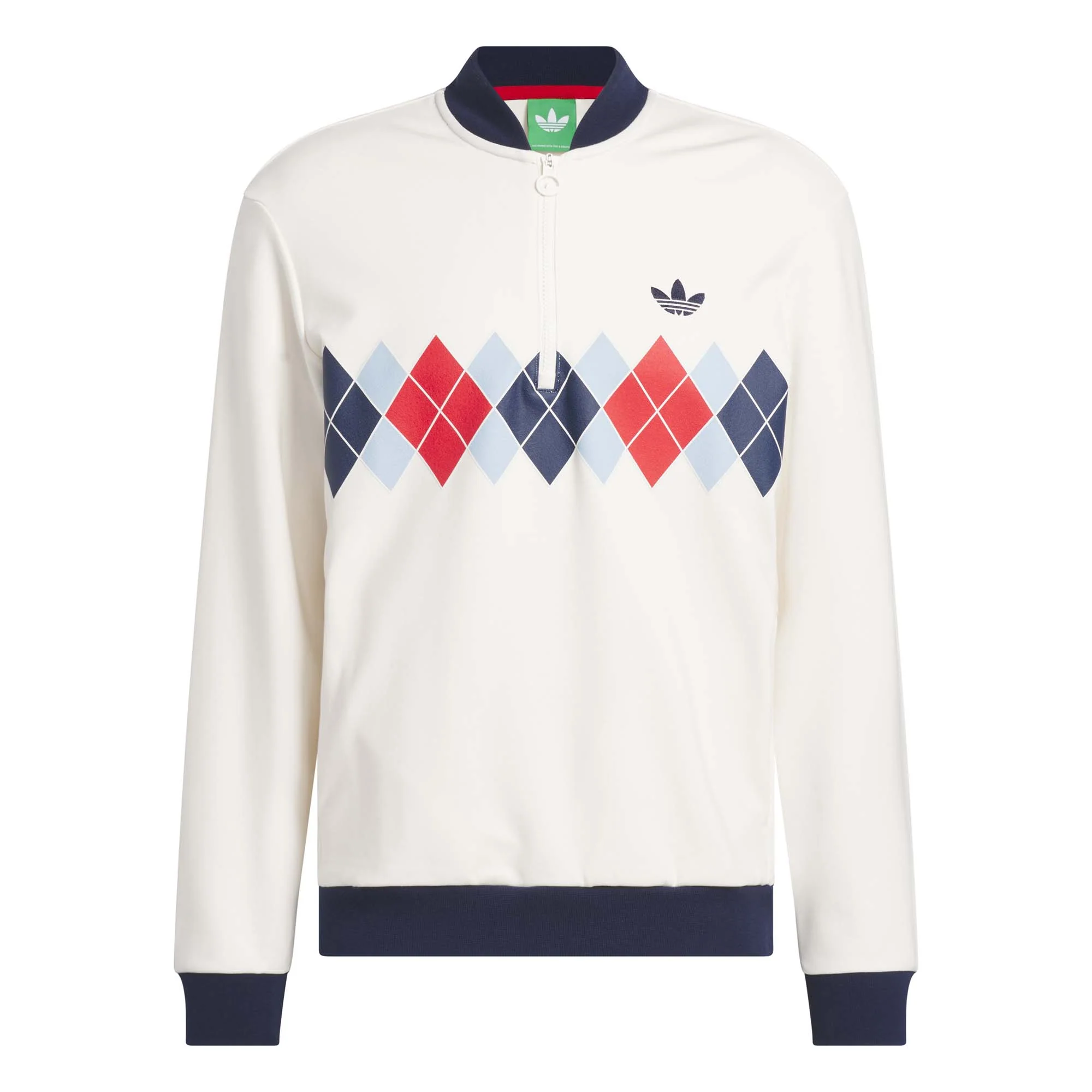 Adidas Men's Originals Argyle Printed 1/4-Zip Sweatshirt - Chalk White