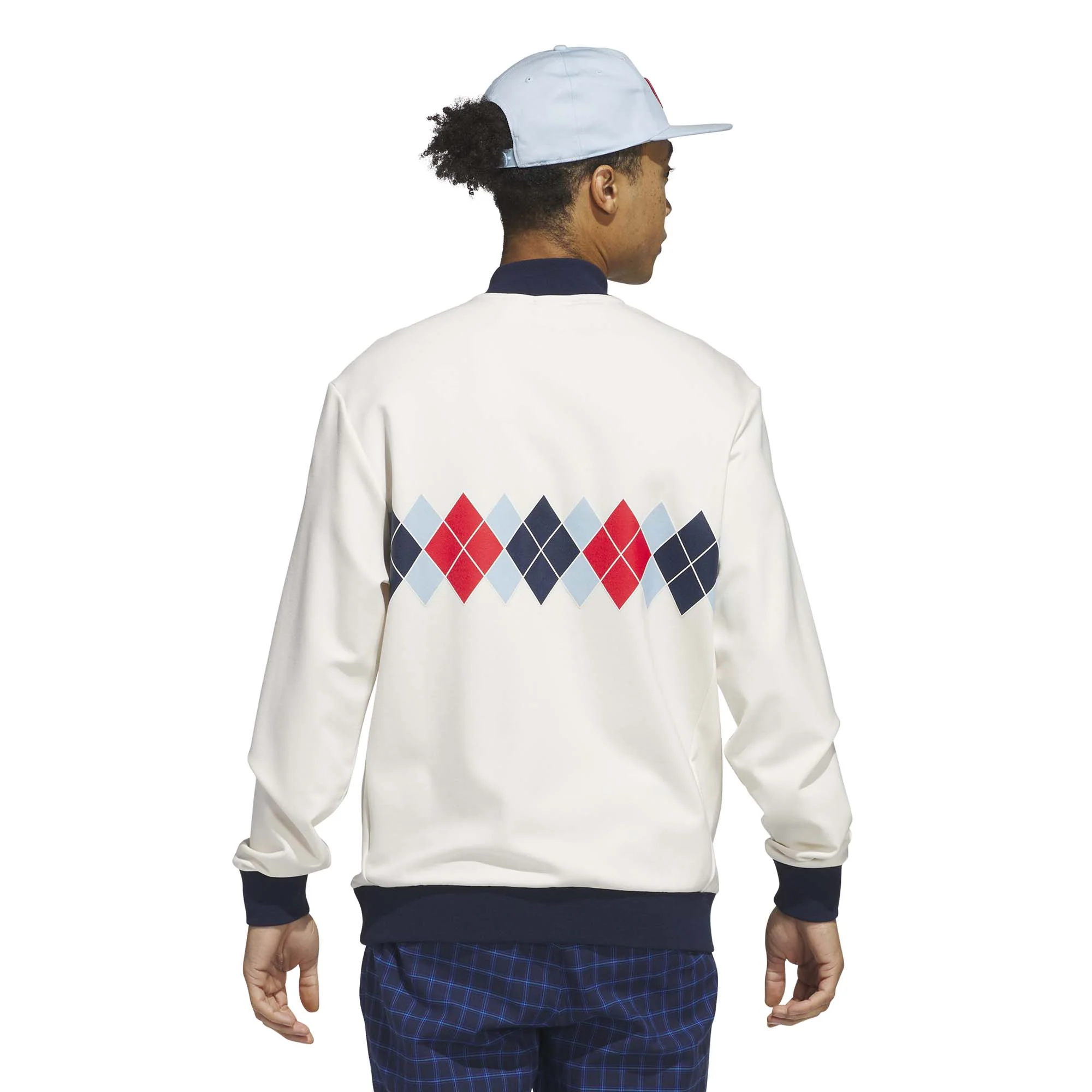 Adidas Men's Originals Argyle Printed 1/4-Zip Sweatshirt - Chalk White - Image 3