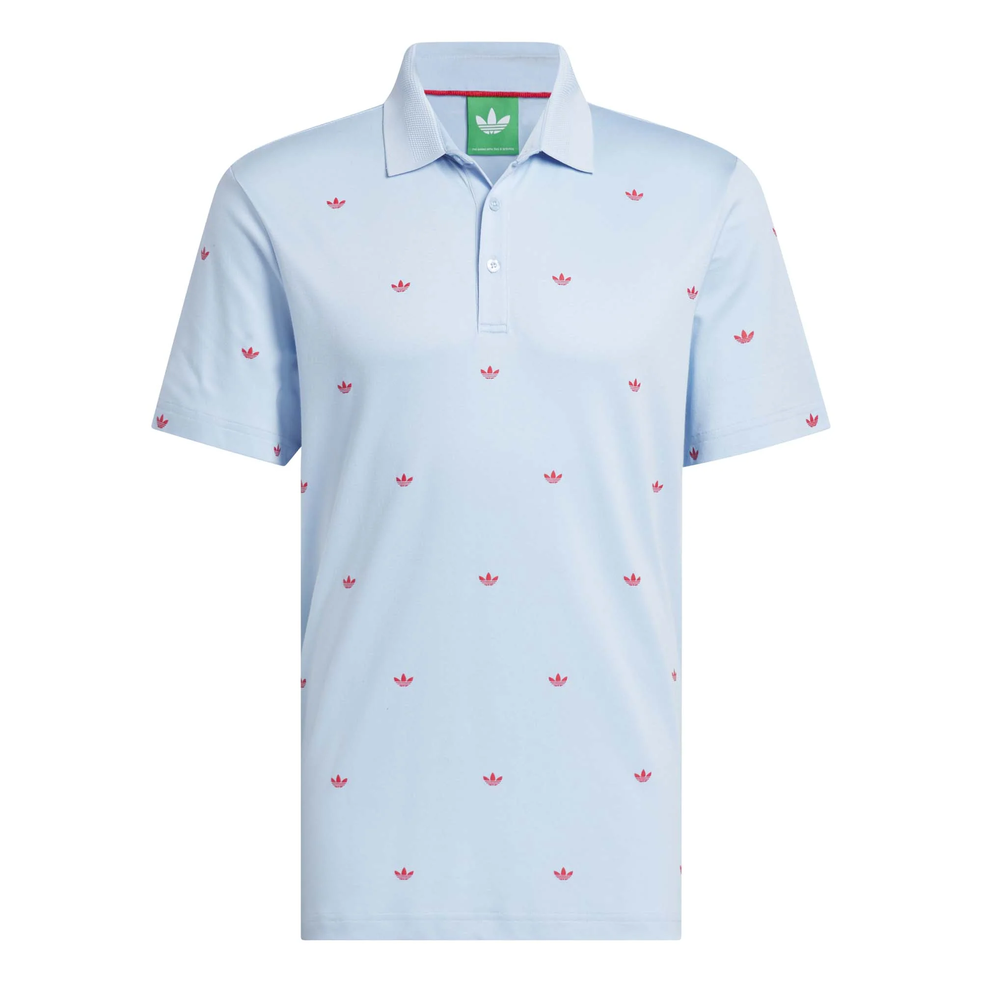 Adidas Men's Originals Printed Trefoil Polo Shirt - Clear Sky