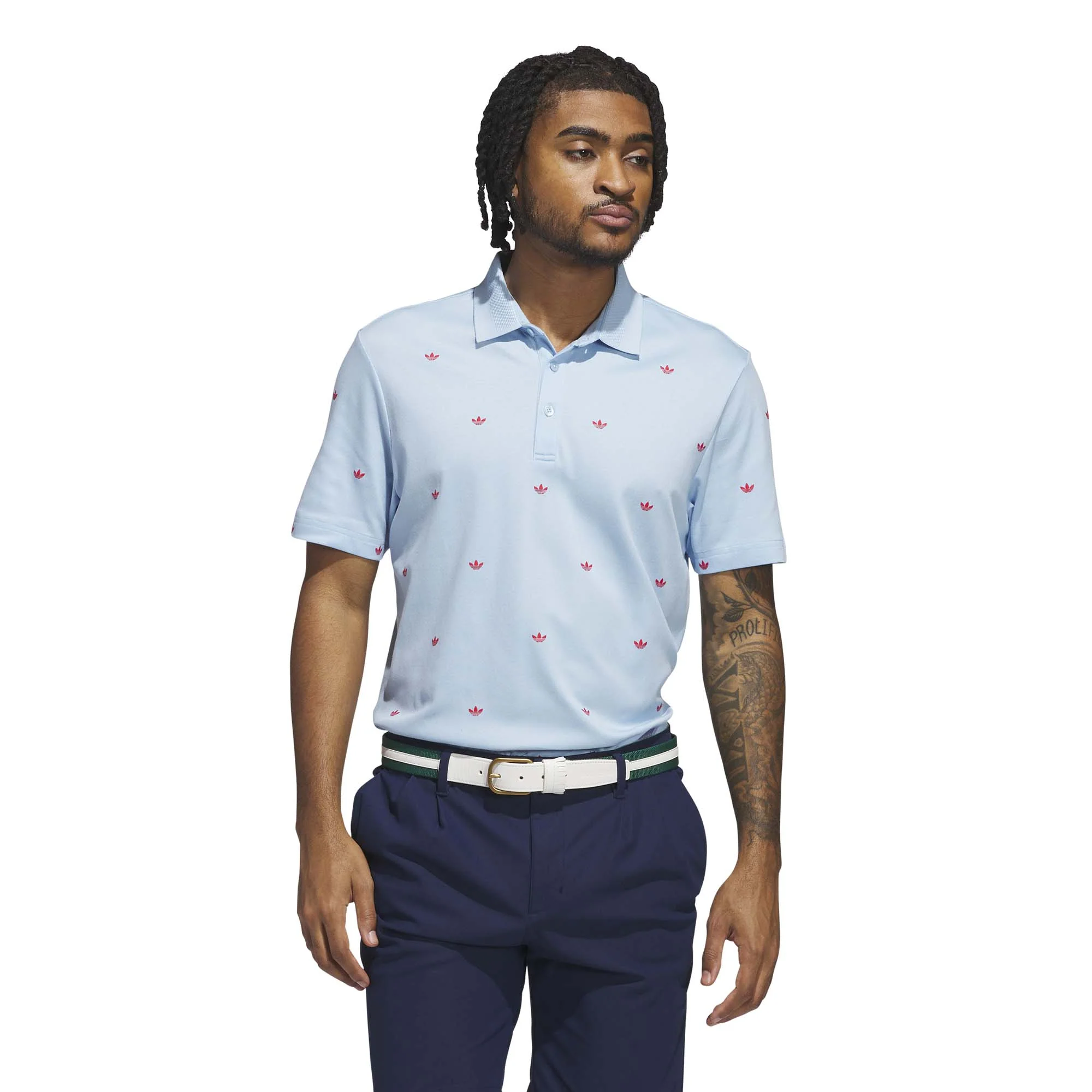 Adidas Men's Originals Printed Trefoil Polo Shirt - Clear Sky - Image 2
