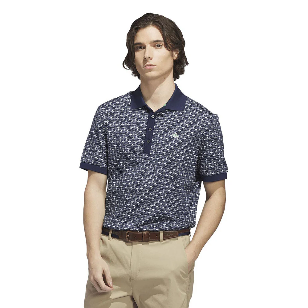 Adidas Men's Originals All Over Trefoil Polo - Night Indigo/Chalk White - Image 2