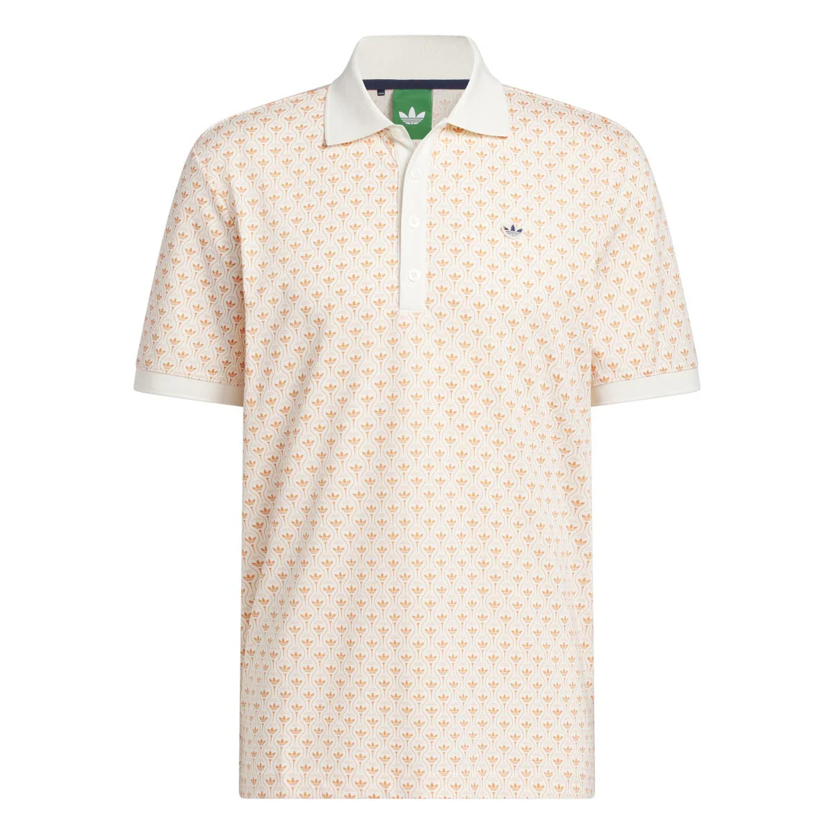 Adidas Men's Originals All Over Trefoil Polo - Chalk White/Dusky Orange
