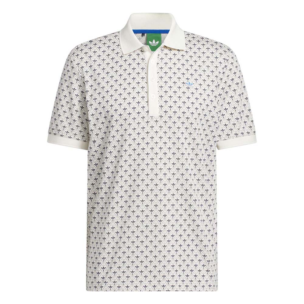 Adidas Men's Originals All Over Trefoil Polo - Chalk White/Night Indigo