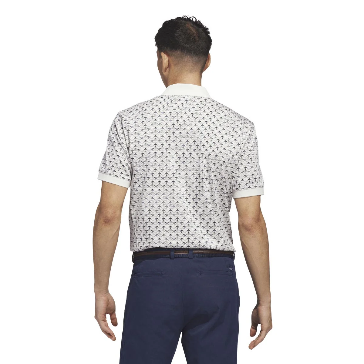 Adidas Men's Originals All Over Trefoil Polo - Chalk White/Night Indigo - Image 3