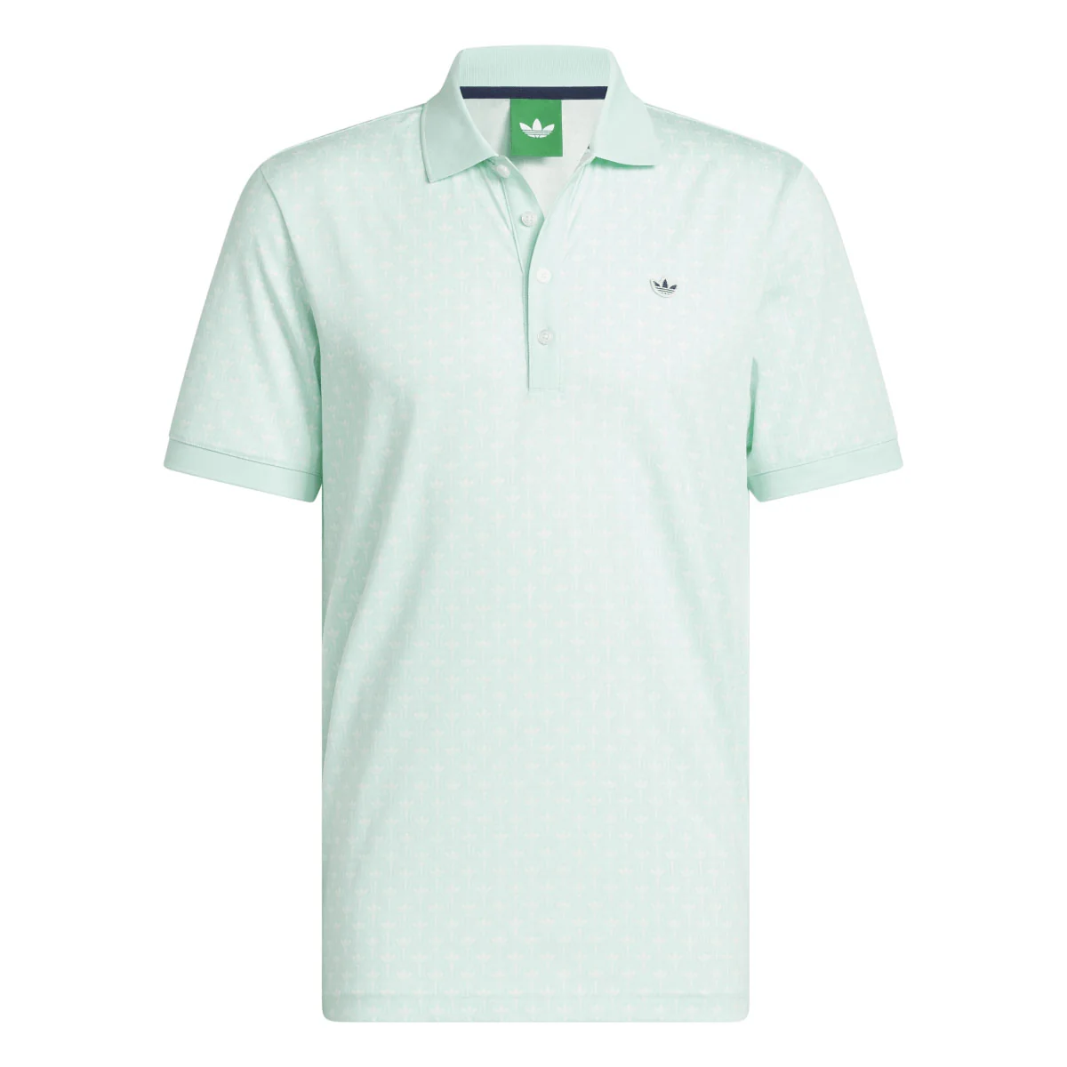 Adidas Men's Originals All Over Trefoil Polo - Clear Mint/Chalk White