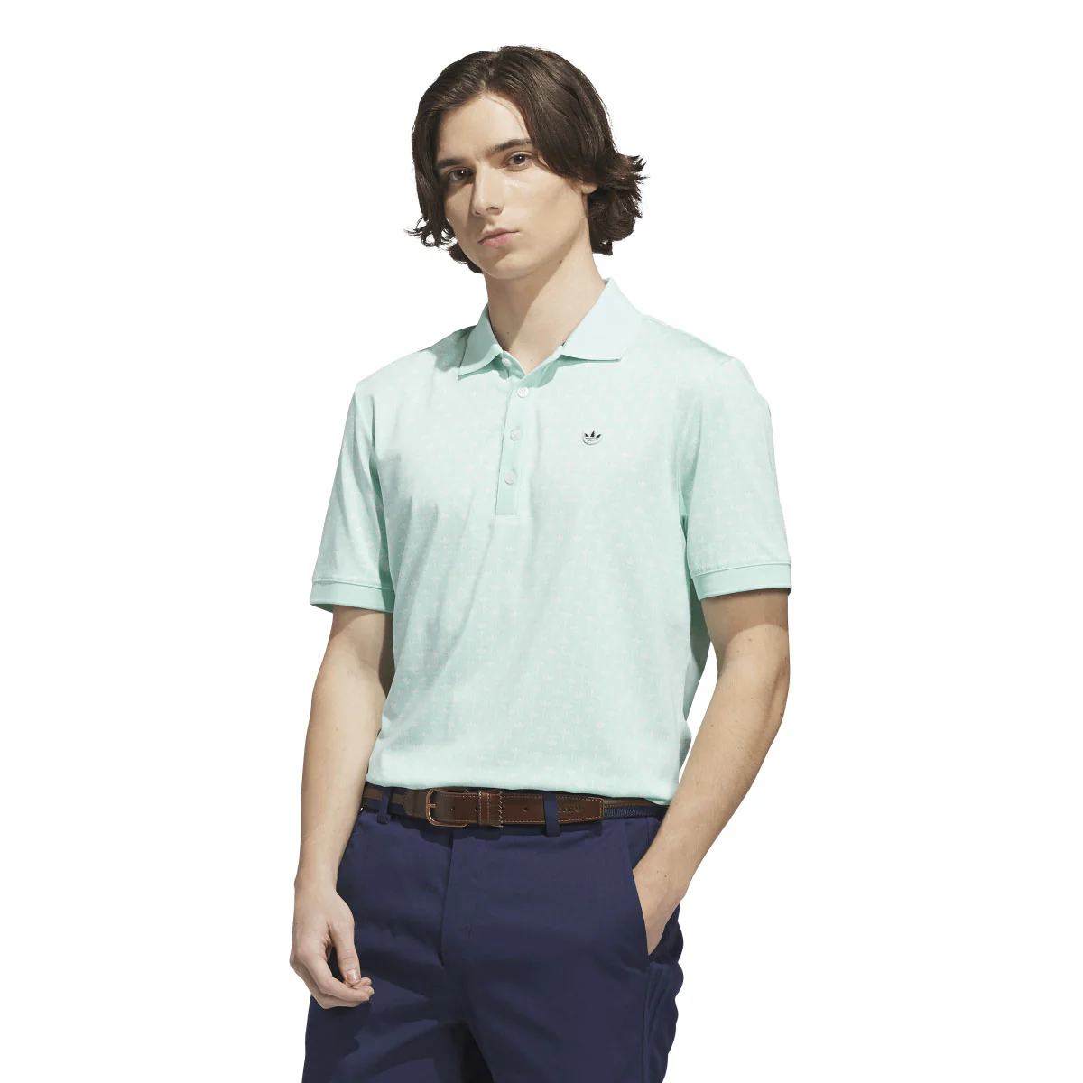 Adidas Men's Originals All Over Trefoil Polo - Clear Mint/Chalk White - Image 2