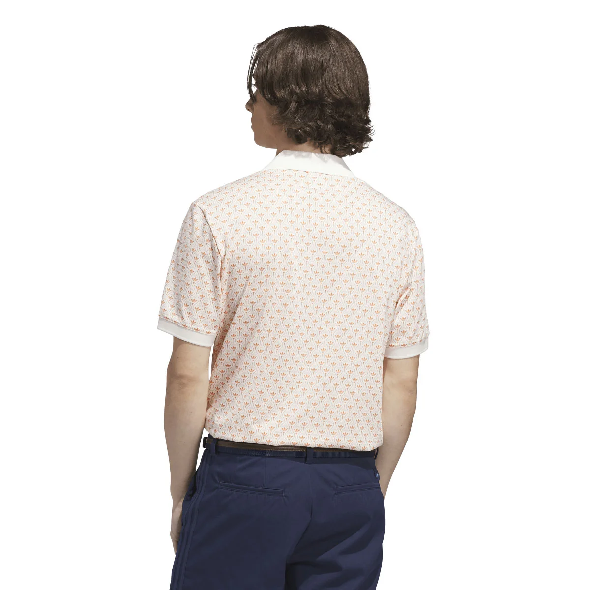 Adidas Men's Originals All Over Trefoil Polo - Chalk White/Dusky Orange - Image 3