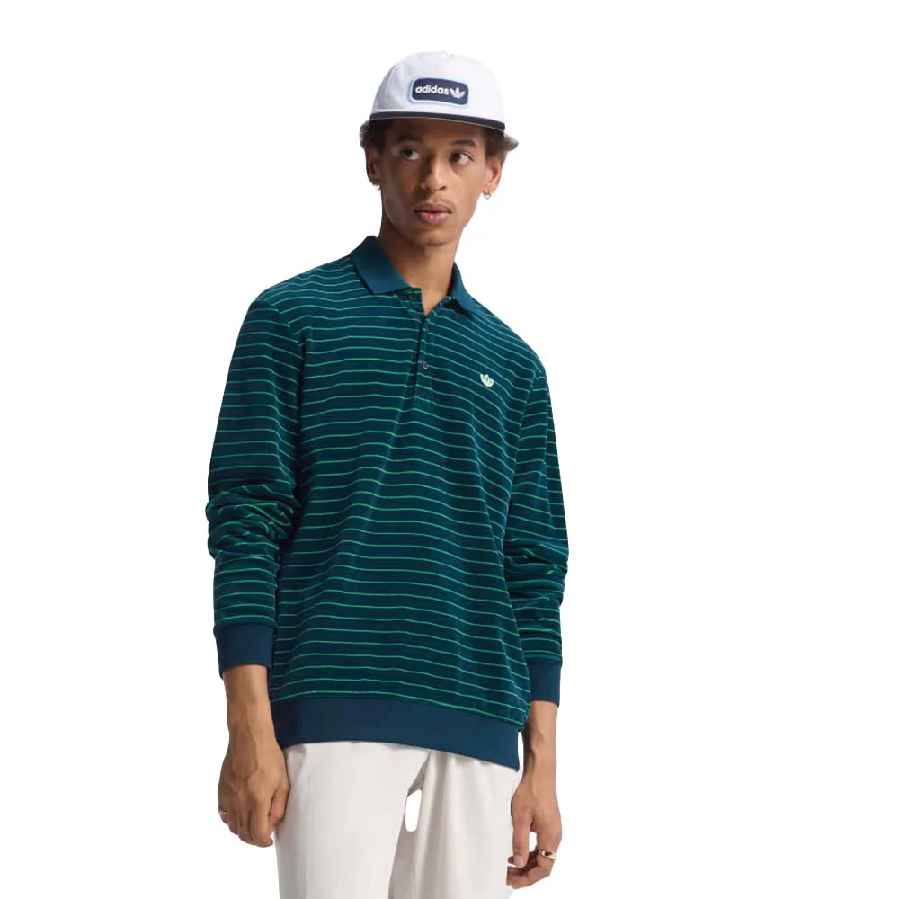Adidas Originals Men's Velour Long Sleeve Polo
