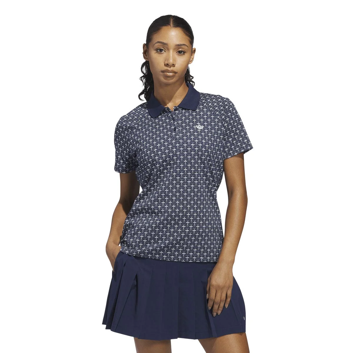 Adidas Women's Originals All Over Trefoil Polo - Night Indigo - Image 2