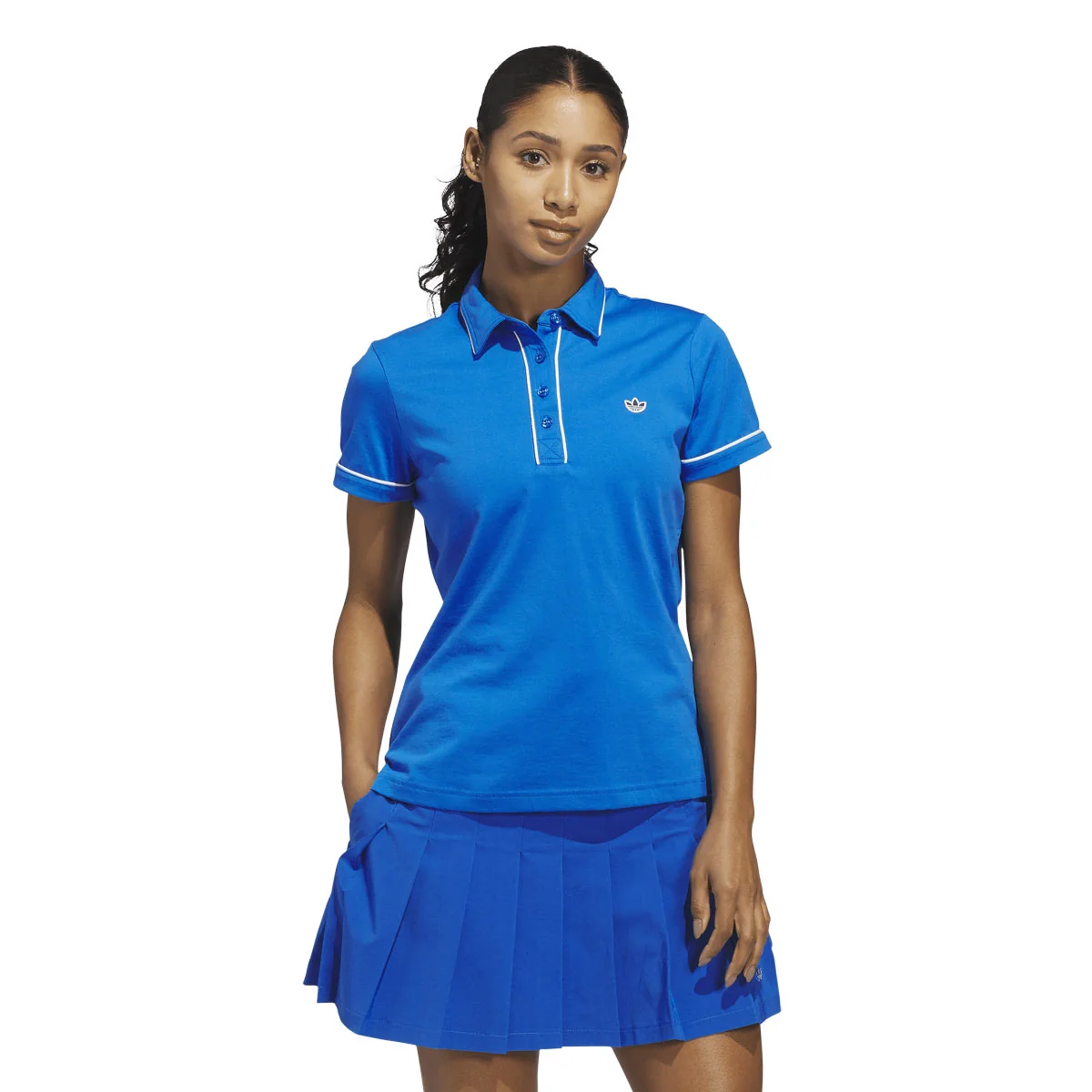 Adidas Women's Originals Solid Polo - Blue Bird - Image 2