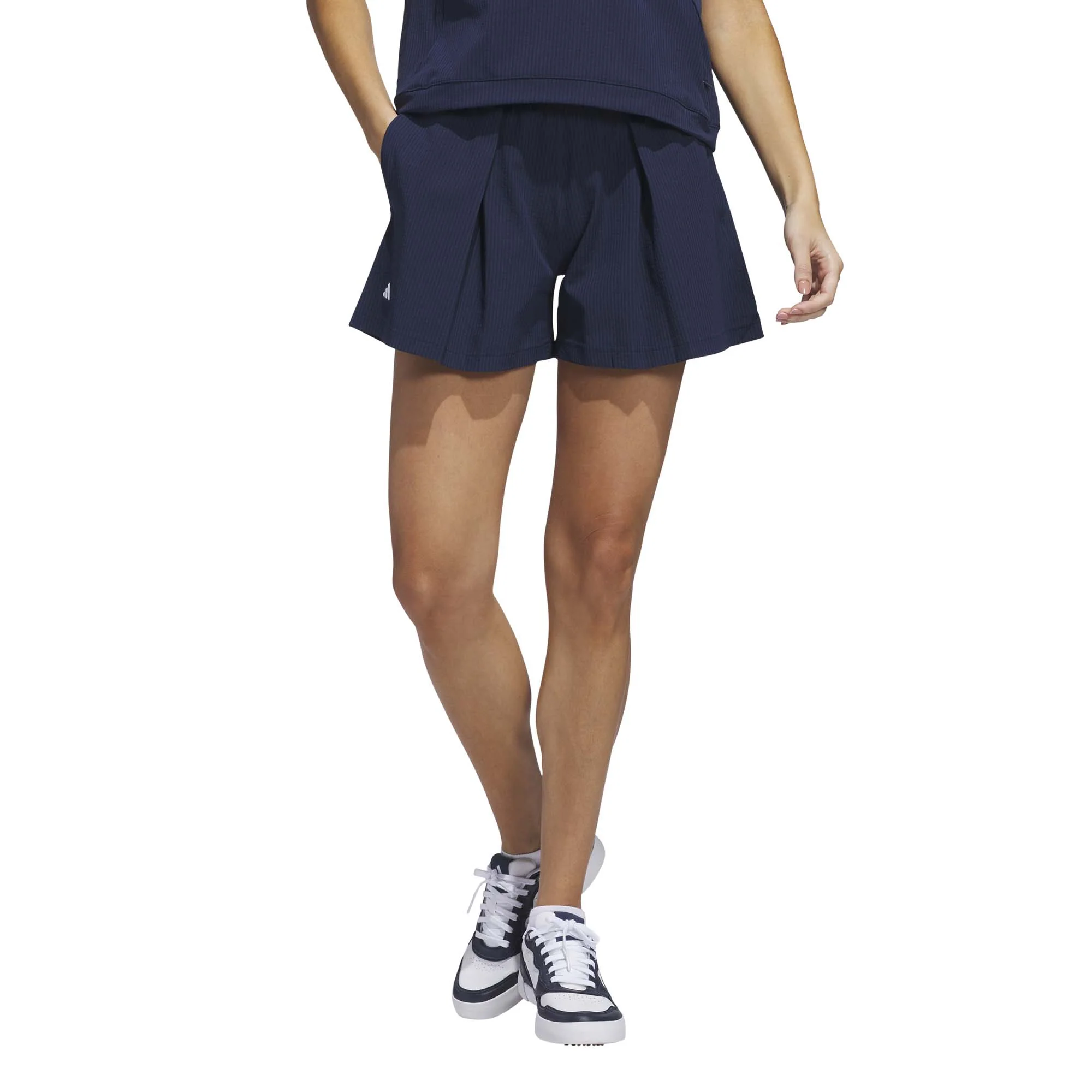 Adidas Women's Go-To Pleated Shorts - Collegiate Navy - Image 2