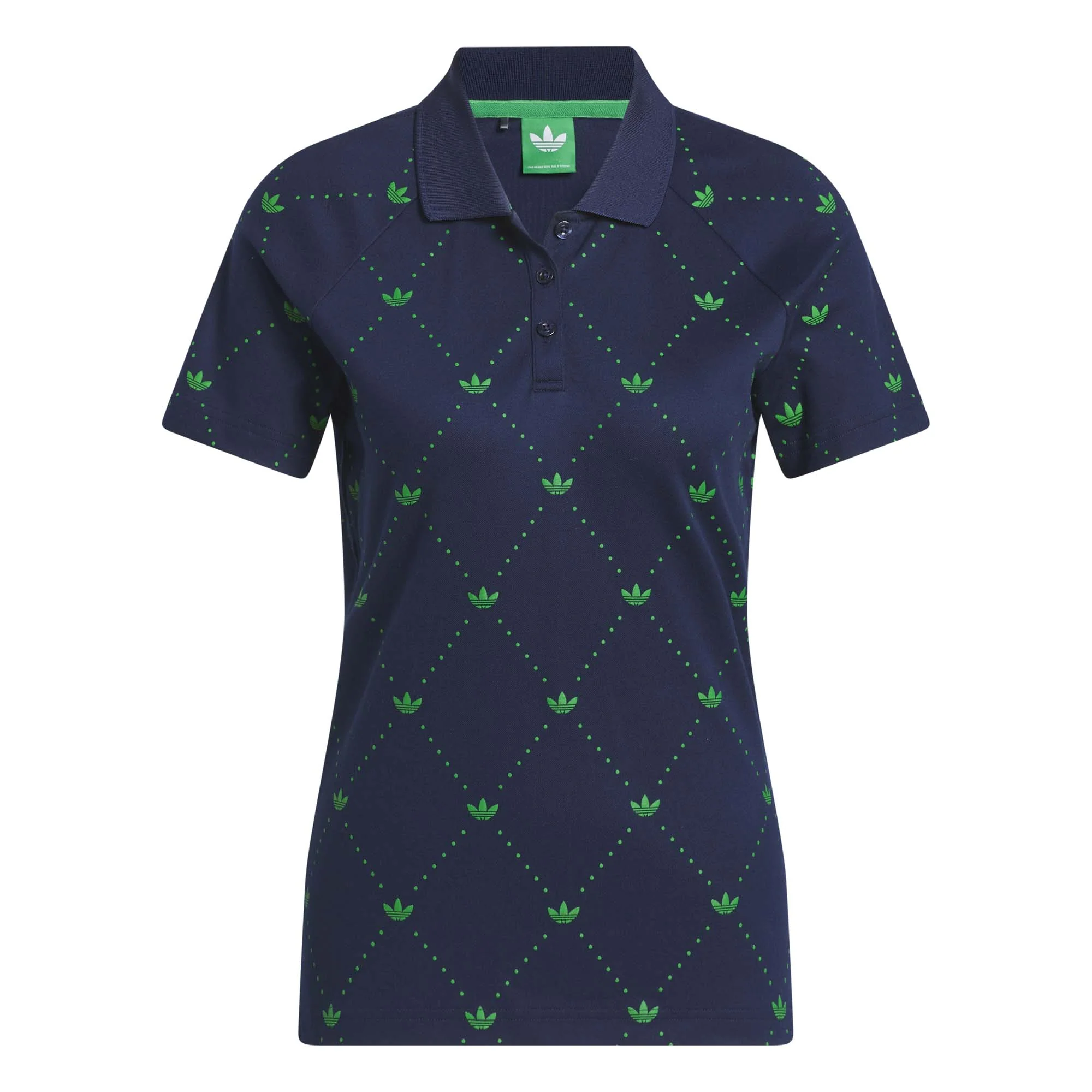 Adidas Women's Originals Printed Trefoil Polo Shirt - Night Indigo/Green