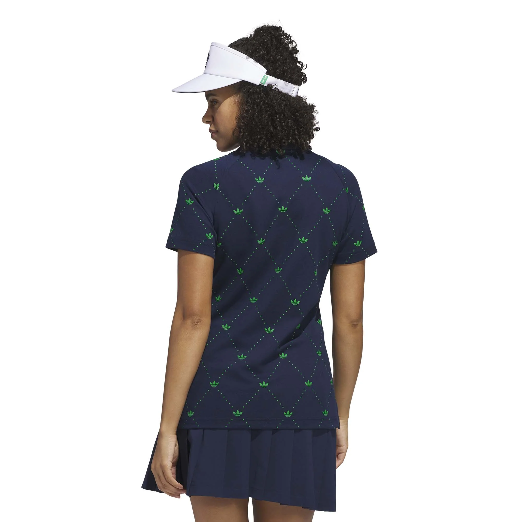 Adidas Women's Originals Printed Trefoil Polo Shirt - Night Indigo/Green - Image 3