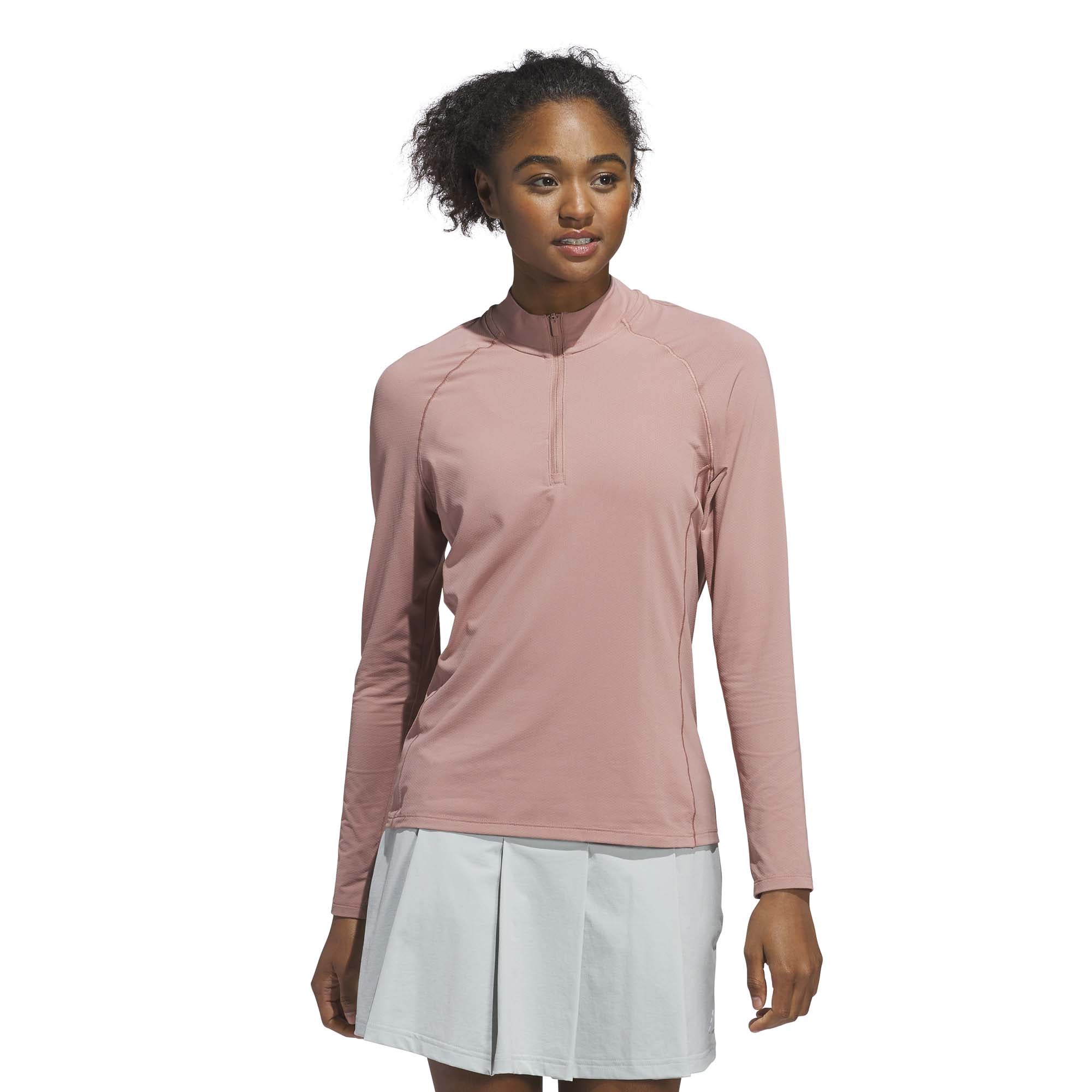 Adidas Women's Ultimate365 Solid Quarter-Zip Mock Polo Shirt - Image 2