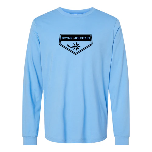 Boyne Mountain Adult Long Sleeve Black Chest Logo Carolina Blue