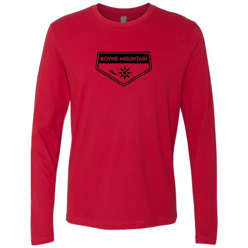 Boyne Mountain Adult Long Sleeve Black Chest Logo Red
