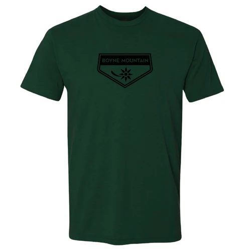 Boyne Mountain Adult T-Shirt Black Chest Logo Forest