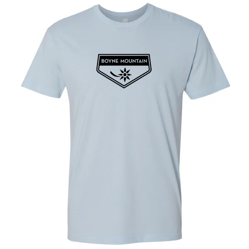 Boyne Mountain Adult T-Shirt Black Chest Logo Light Blue