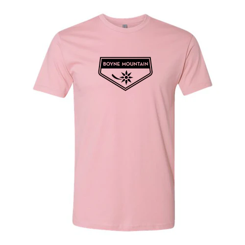 Boyne Mountain Adult T-Shirt Black Chest Logo Light Pink