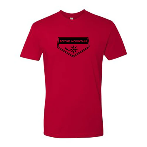 Boyne Mountain Adult T-Shirt Black Chest Logo Red