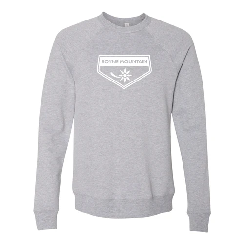 Boyne Mountain Adult Crewneck White Chest Logo Athletic Heather