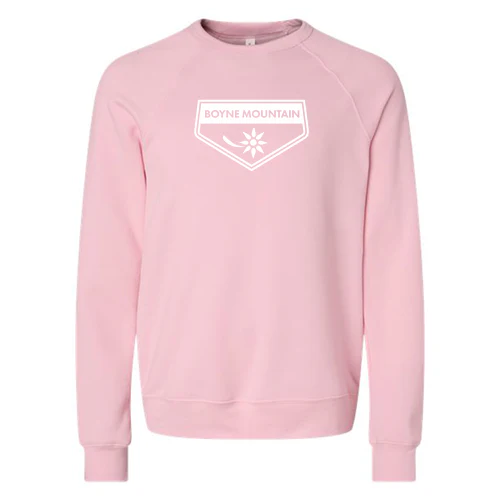 Boyne Mountain Adult Crewneck White Chest Logo Pink
