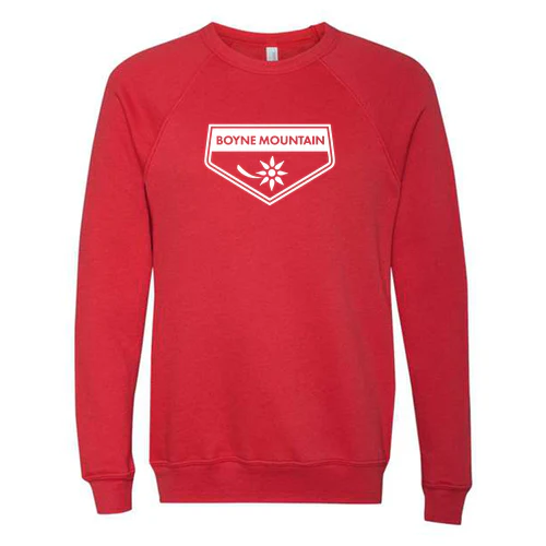 Boyne Mountain Adult Crewneck White Chest Logo Red