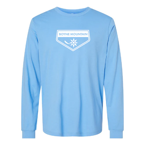 Boyne Mountain Adult Long Sleeve White Chest Logo Carolina Blue