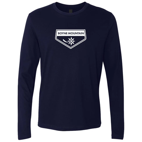 Boyne Mountain Adult Long Sleeve White Chest Logo Navy