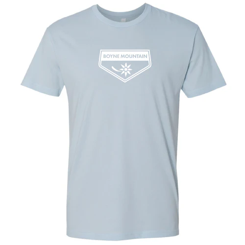 Boyne Mountain Adult T-Shirt White Chest Logo Light Blue