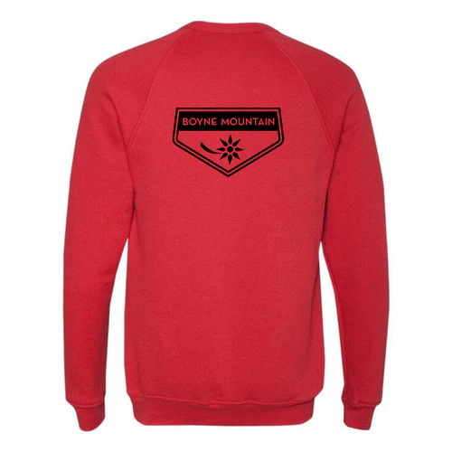 Boyne Mountain Adult Crewneck Black Chest and Back Logo Red - Image 4