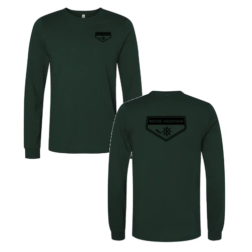 Boyne Mountain Adult Long Sleeve Black Chest and Back Logo Forest