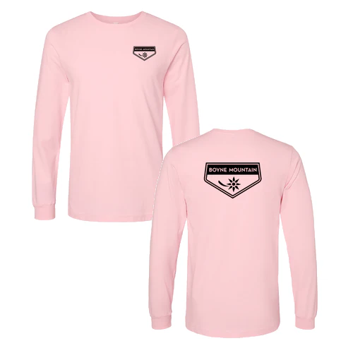 Boyne Mountain Adult Long Sleeve Black Chest and Back Logo Pink