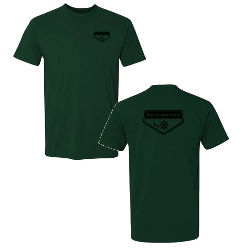 Boyne Mountain Adult T-Shirt Black Chest and Back Logo Forest