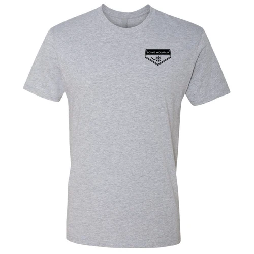 Boyne Mountain Adult T-Shirt Black Chest and Back Logo Heather Grey - Image 2