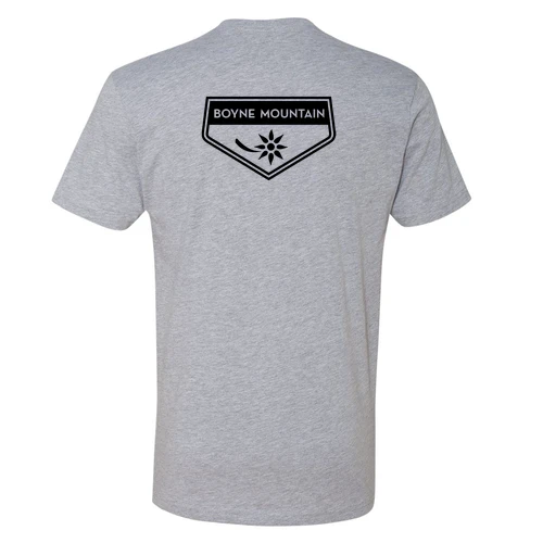 Boyne Mountain Adult T-Shirt Black Chest and Back Logo Heather Grey - Image 4