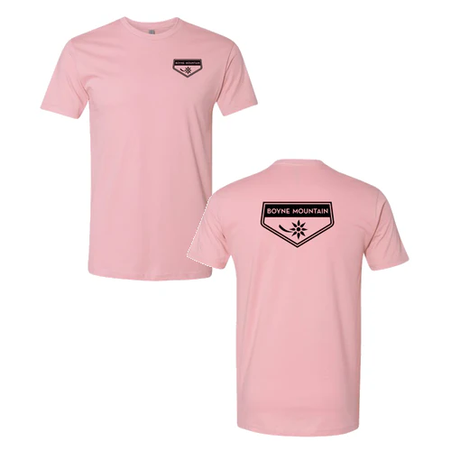 Boyne Mountain Adult T-Shirt Black Chest and Back Logo Light Pink