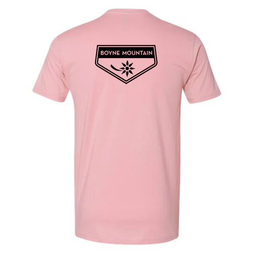 Boyne Mountain Adult T-Shirt Black Chest and Back Logo Light Pink - Image 4