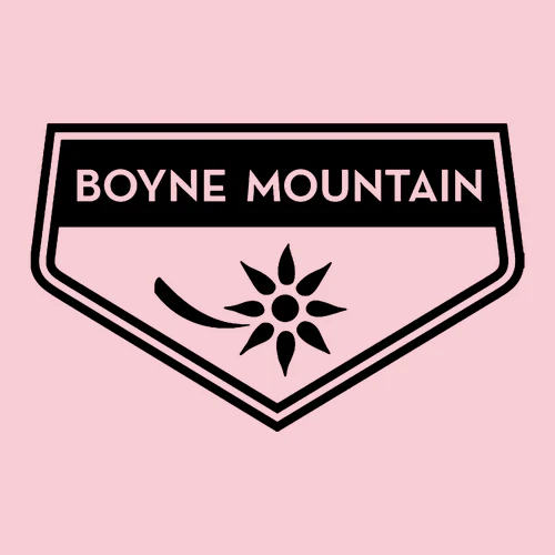 Boyne Mountain Adult T-Shirt Black Chest and Back Logo Light Pink - Image 5