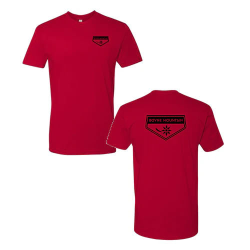 Boyne Mountain Adult T-Shirt Black Chest and Back Logo Red