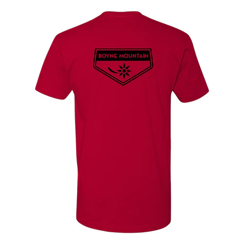 Boyne Mountain Adult T-Shirt Black Chest and Back Logo Red - Image 4