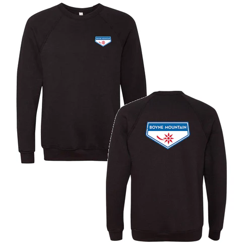 Boyne Mountain Adult Crewneck Full Color Chest and Back Logo Black